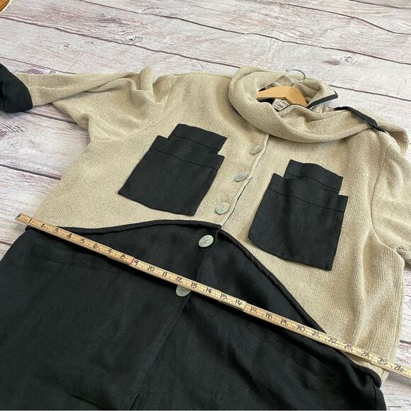 Sheppards Linnen Vintage Layered Langenlook Linen Jacket One Size Beige Black - Picture 6 of 8